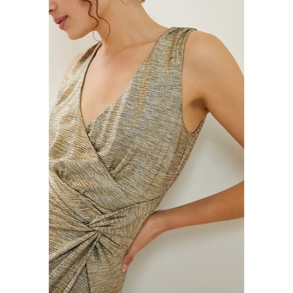 NWT ANTHROPOLOGIE KARI METALLIC SLEEVELESS MIDI DRESS SMALL BOHO PARTY COCKTAIL